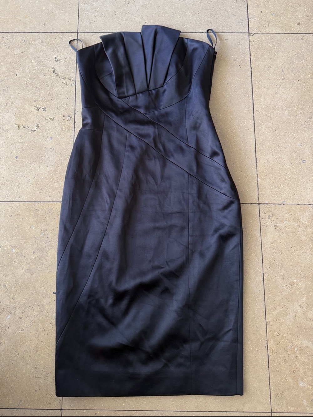 Michael Kors Collection Black Strapless Sheath Midi Dress